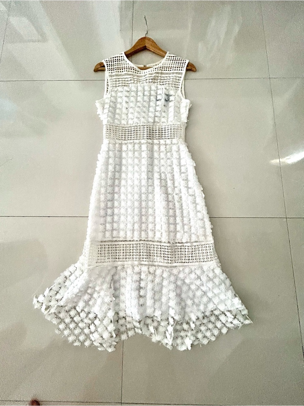 Style Mafia - White Textured Crochet lace Dress S